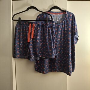 Secret Treasures Women's Blue and Red Sleepwear Set - Watermelon Pattern